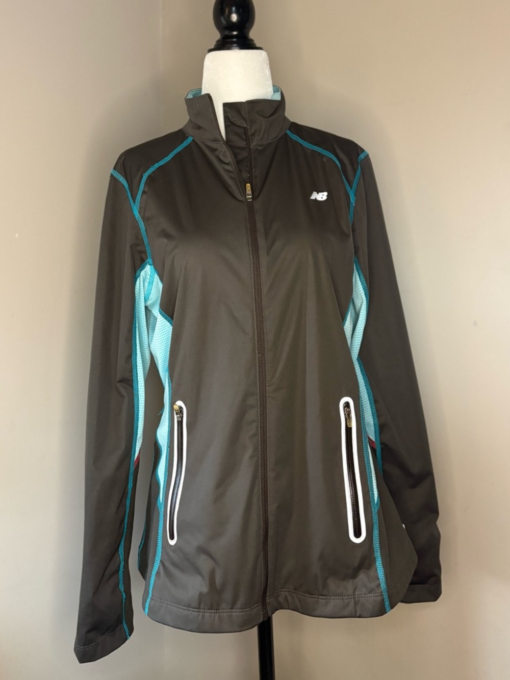 New Balance Women's Charcoal Jacket with Teal Trim
